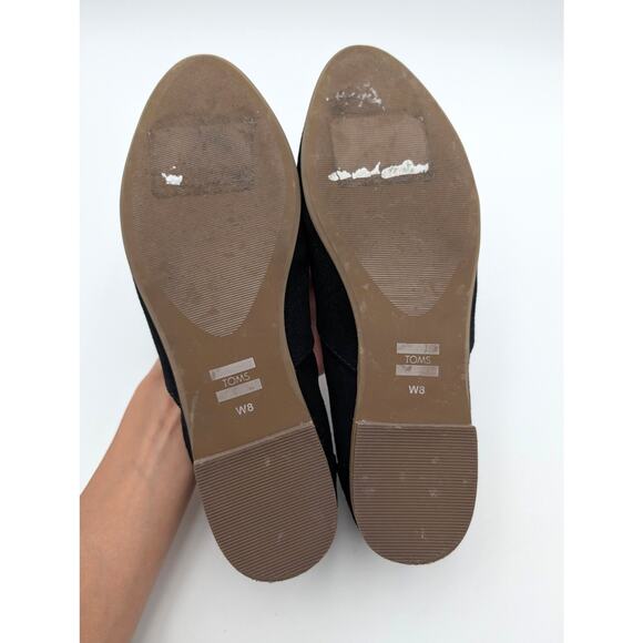 Toms Eve Almond Toe Ballet Flats Shoes Slip On Women's Black US8 EU38.5 - Picture 7 of 11